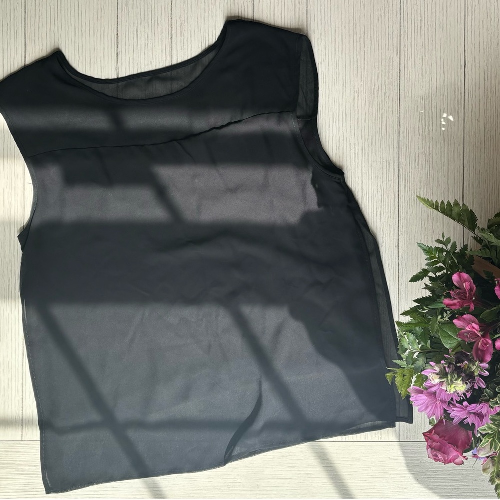 DKNYC Black Mesh Tank Top with Slit down the sides